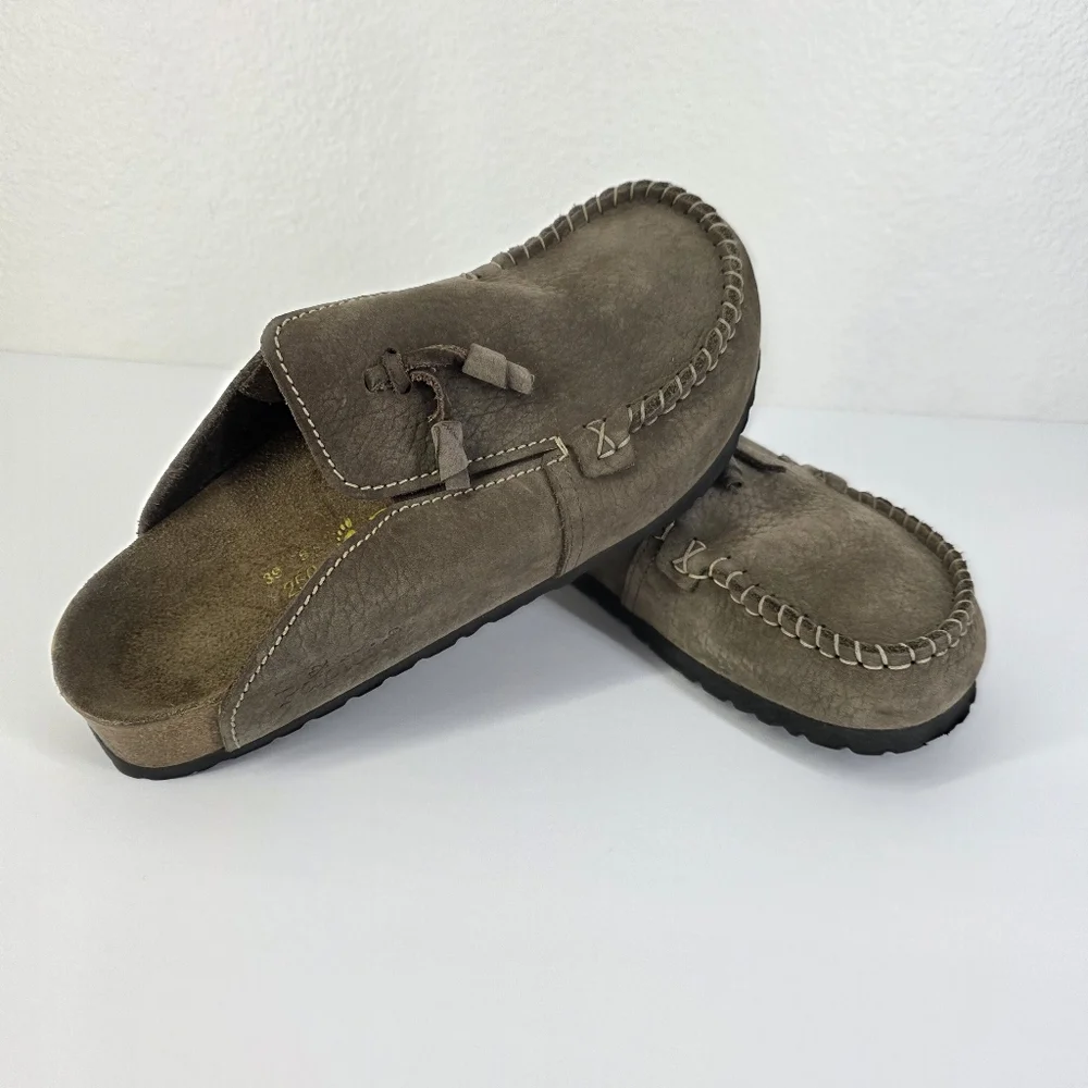 Birkenstock Papillio Leather Tassel Slide Mule Moccasin Shoes Sandal Brown Sz 39 - Picture 15 of 15